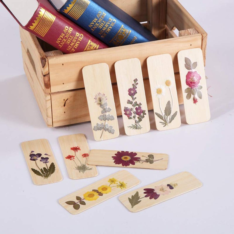 I-lan Set of 6 Wood Floral Bookmark, Vintage Bookmarker Set with Tassel, Reading Mark with Dried Flowers and Plants, Book Marks for Readers, Students, Church, Book Launch Party - Image 5